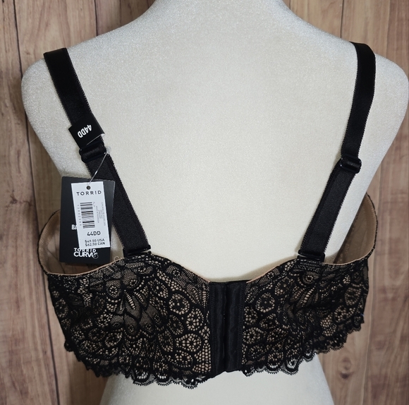 Torrid Curve Unlined Balconette Black Lace Underwire Bra 44DD NWT - Picture 5 of 8